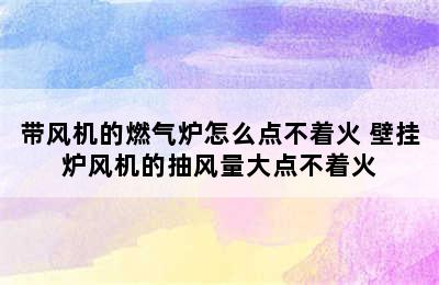 带风机的燃气炉怎么点不着火 壁挂炉风机的抽风量大点不着火